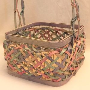 Woven Wicker & Wire Handled Basket